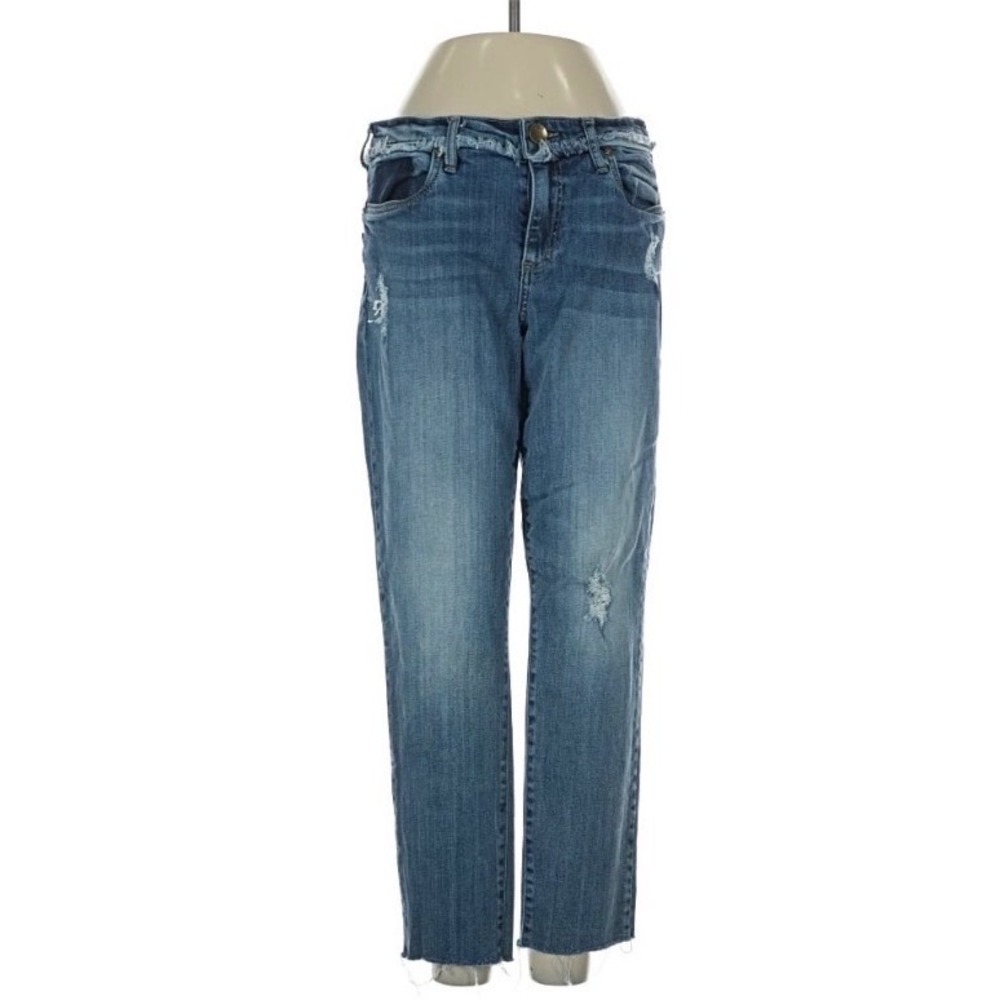 Kut From The Kloth Diana Skinny Crop Jeans Womens 4 Distressed Raw Hem Blueโ